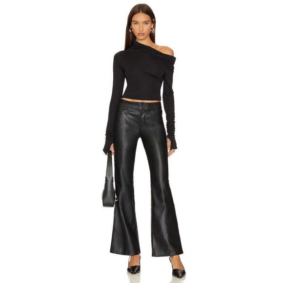 Free People We The Free Uptown High Rise Faux Leather Pant, Size 10 - Picture 1 of 11